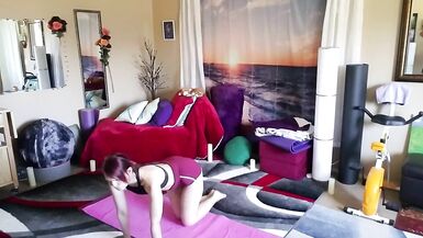 Aurora willows stretching in booty shorts - 7 image