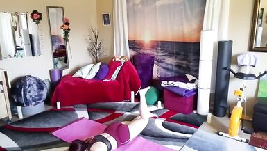 Aurora willows stretching in booty shorts - 9 image