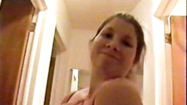 Brunette with huge natural tits gets her face covered in cum - 2 image