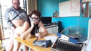 Office domination Boss fucks secretary while she is on the phone. Blowjob in office Cam 2 - 1 image