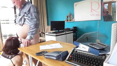 Office domination Boss fucks secretary while she is on the phone. Blowjob in office Cam 2 - 13 image