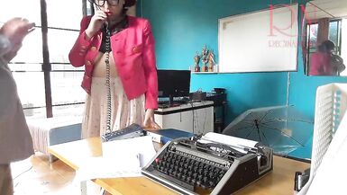 Office domination Boss fucks secretary while she is on the phone. Blowjob in office Cam 2 - 4 image