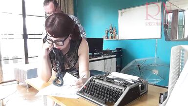Office domination Boss fucks secretary while she is on the phone. Blowjob in office Cam 2 - 5 image