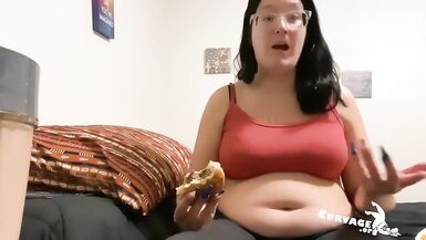 Chubby MILF looks HUGE after gain shake chug - 6 image