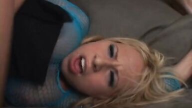 Wild slut in fishnets strokes and deepthroats a massive cock then gets fucked - 15 image