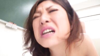 Hot Japanese Milf gets really horny at DP fuck! Her clitoris gets huge when she gets a ass and pussy creampie! - 10 image