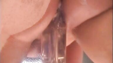Hot blond on the couch filling her tight cunt with a huge sex toy - 13 image