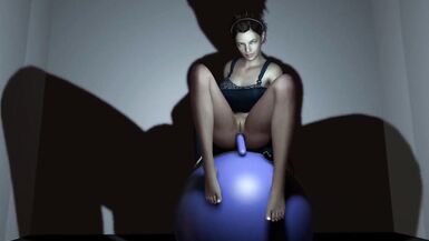 Riding a Yoga ball with a plastic cock in the Ass - 7 image
