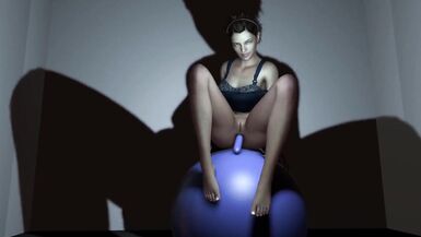 Riding a Yoga ball with a plastic cock in the Ass - 8 image
