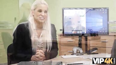 VIP4K. The creditor allows the MILF to have fun with his cock in the office - 5 image