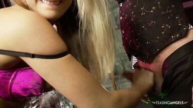 Busty brunette chick sharing a fat shaft with a blonde slut - 4 image