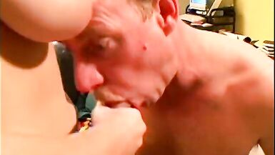 Angry blonde with big boobs turns dude's ass into aflame polishing it with huge strap-on - 8 image