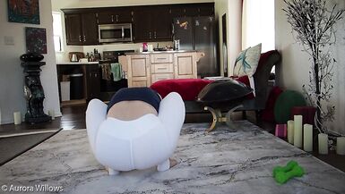 Aurora Willows, Behind the scenes yoga workout in white yoga pants and bare feet, no panties. - 14 image