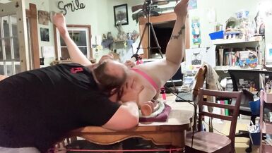Pinky strapped to the table face up for more bdsm fun - 15 image