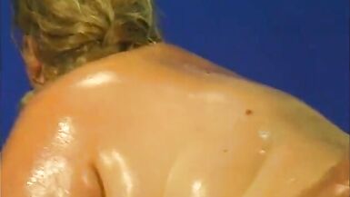 Mature blonde bbw Patty Parker asked her neighbour with a beer belly to oil her thick body before toying - 10 image
