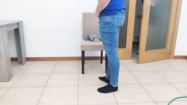 Mature step mother takes clothes measures to her son's friend - 4 image