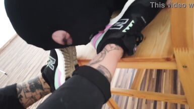 Foot slave worships her tattooed feet - 7 image