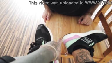Foot slave worships her tattooed feet - 8 image