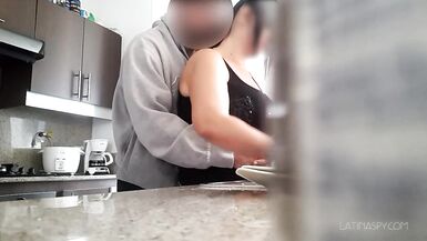 Big breast milf maid lets guy grab her huge natural boobs