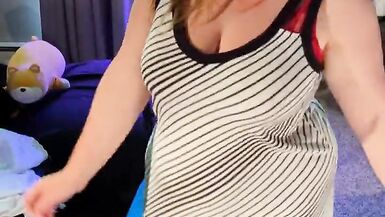 WeVibe Edging Orgasms with Minidress Striptease - BBW 38G Torpedo Tits and G-string - Plus Size Modeling Fetish - 14 image