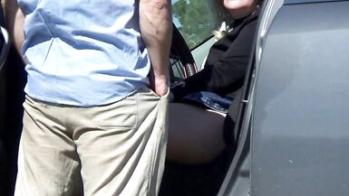 Picnic by the road with a hot beauty