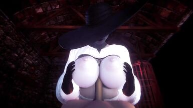 Lady Dimitrescu joue avec sa proie