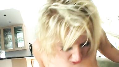 Busty blonde whore was taken to brown town