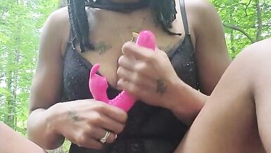 Outside in the wilderness joi you while stuffing my hole with grapes spitting on my body and cumming - 6 image