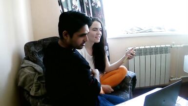 Teacher student sex during class showing porn and teaching to fuck and eat pussy