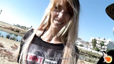 Hot blonde gets hard anal sex outdoor