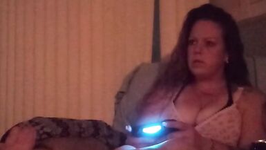 Cute busty Gamer girl playing Fortnite in dress - 11 image