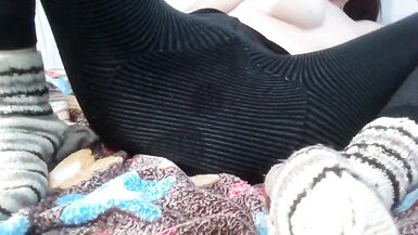 White girl in warm winter pants masturbating online with her Indian boyfriend. - 13 image