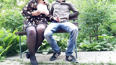 The adventures of a dirty milf in pantyhose in the park on a bench - 7 image