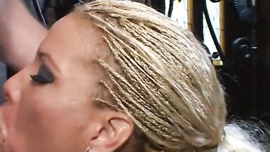 Hot blonde Latin slut opens wide and sucks on a throbbing cock - 8 image