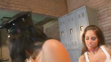 Woman gets fingered and fucked with a strapon behind bars - 8 image