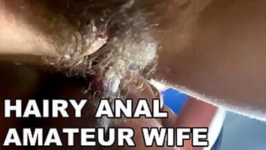 HAIRY ANAL AMATEUR WIFE. HAIRY ASSHOLE FUCK. LOUD MOANS. POV ANAL. - 1 image