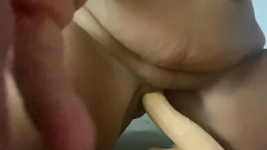 mom strips down and sucks and ride torso dildo - 12 image