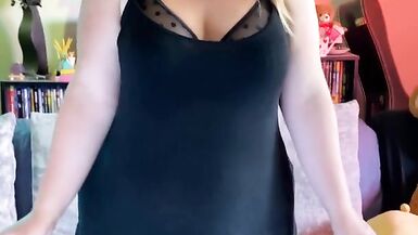 Edging Orgasms - WeVibe and Hitachi - Black Dress Stripping - BBW 38G Torpedo Bra and G-string - 2 image