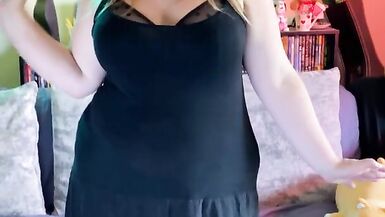 Edging Orgasms - WeVibe and Hitachi - Black Dress Stripping - BBW 38G Torpedo Bra and G-string - 3 image