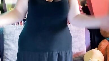Edging Orgasms - WeVibe and Hitachi - Black Dress Stripping - BBW 38G Torpedo Bra and G-string - 4 image
