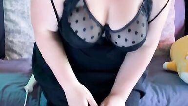 Edging Orgasms - WeVibe and Hitachi - Black Dress Stripping - BBW 38G Torpedo Bra and G-string - 7 image