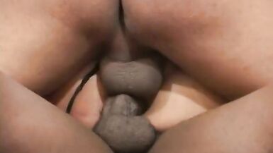 White slut taking three black dicks