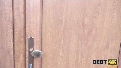 DEBT4k. Debt collector drills pregnant woman with a tattoo on lower back - 2 image