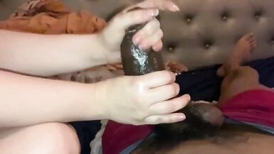 Blonde Horny StepMom Makes Son Cum All In Her Hand With Amazing Handjob - 12 image