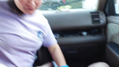 Asian BJ Queen Sucking Cock In Public Car, Asian Wife MILF Cumslut, Asian Wife Blowjob Queen - 10 image