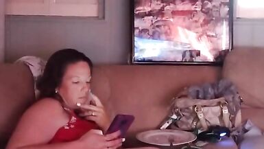 Sexy milf smoking in mini red night dress part 2 - 14 image