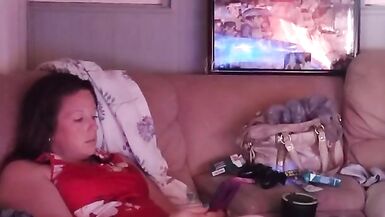Sexy milf smoking in mini red night dress part 2 - 3 image