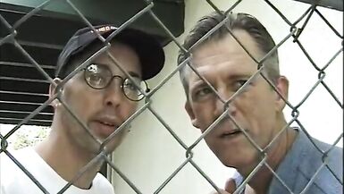 Two men fuck and facialize naughty bitch with perky tits by the pool