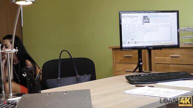 LOAN4K. Lender provides carnal pleasure to sensual woman in his office