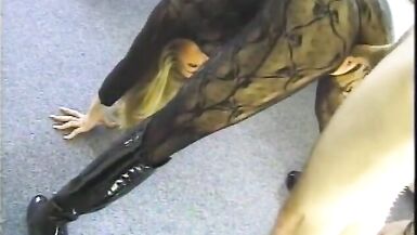 Une jeune fille sexy en résille se fait baiser la chatte par un étalon en chaleur - 12 image